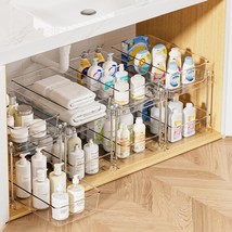 Vtopmart 4 Pack Bathroom Organizer, 2 Tier Clear Under Sink Organizers, Kitchen - $50.70