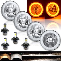 5-3/4" Amber COB LED Halo Angel Eye Crystal Headlamp 6k 20/40w LED Bulb Set of 4 - $299.95