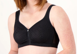 Breezies Wirefree Diamond Shimmer Unlined Support Bra- BLACK, 44DDD - £19.83 GBP