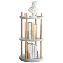 Multifunctional 360° Rotating Blue Solid Wood 3-Tier Bookshelf - $128.99