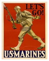 WW2 War Time U.S. Marines &quot;Let&#39;s Go!&quot; U.S. Marines Recruiting Poster 8X10 Photo - £6.68 GBP