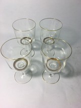 4 pcs.Vintage Crystal Red wine Glasses Triple Gold Rim Crystal Glass Reg... - $61.37