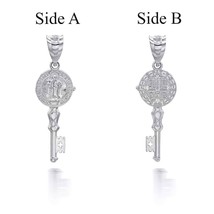 925 Sterling Silver St. Saint Benito Key  Pendant Necklace - £20.02 GBP+