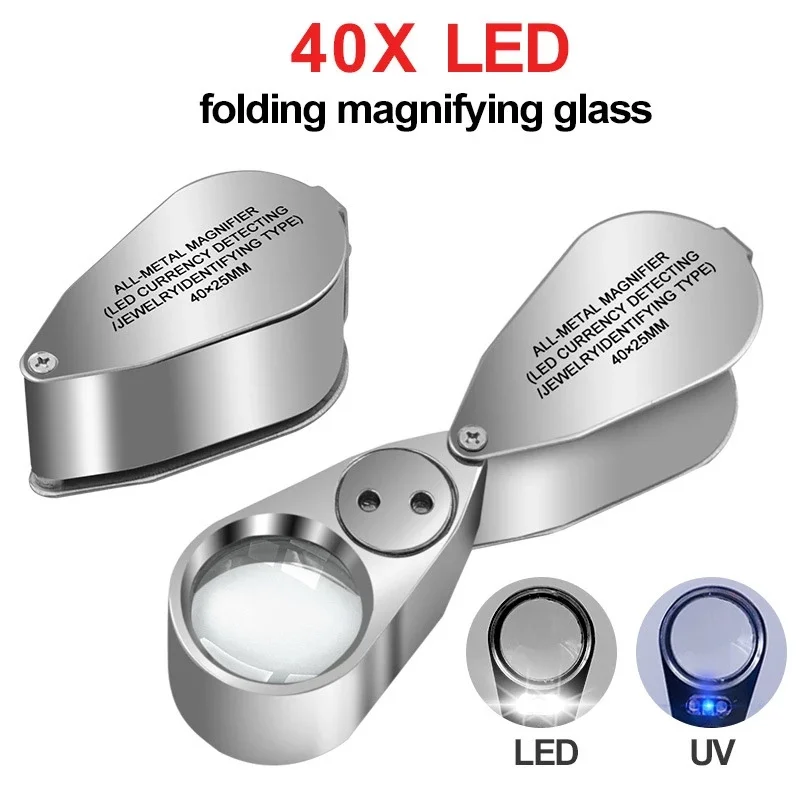 40X Foldable Magnifier  Jewelry Loupe Magnifying Gl  Portable Handheld Eye Magni - £166.98 GBP