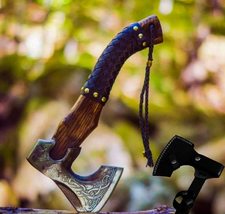 Viking axe Forged Camping Nordic axe with leather sheath | gift for him - £78.95 GBP