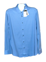 Raffi Blue Plaid Fine Aqua Cotton Stylish Men&#39;s Shirt Size XL - $83.83
