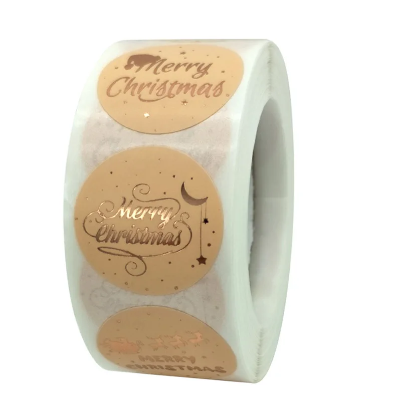 House Home 50-500pcs Merry Christmas Stickers Gold Stamping Christmas Label For  - £19.75 GBP