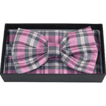 Men Bow Tie/Hankie Formal For Tuxedo or Business Suit #BT25 Pink Gray image 2