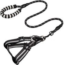 Dog Leash Harness Set Padded Handle and Night Safety Reflective Leash, M - $8.41