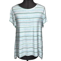 Orvis Short-Sleeve Striped Top T-Shirt Asymmetrical Hem Sz. S Pastel - $369.07 MXN