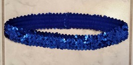 Women&#39;s Girl&#39;s Blue Stretch Thick 9 Row Sequin Belt (New W/O Tags) - £3.98 GBP