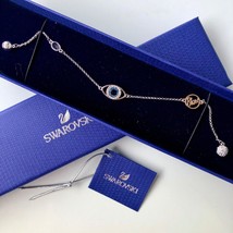 NIB Authentic Swarovski Evil Eye Bangle Bless Bracelet Earrings Set Amethyst Y2K - £29.12 GBP+
