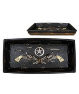 Ebros Rustic Cowboy Dual Revolver Six Shooter Western Star &amp; Ropes Jewel... - $32.79 CAD
