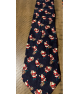 PAUL FREDERICK 100% Silk Tie Navy Santa Print Made in USA Vintage - $173.10 MXN