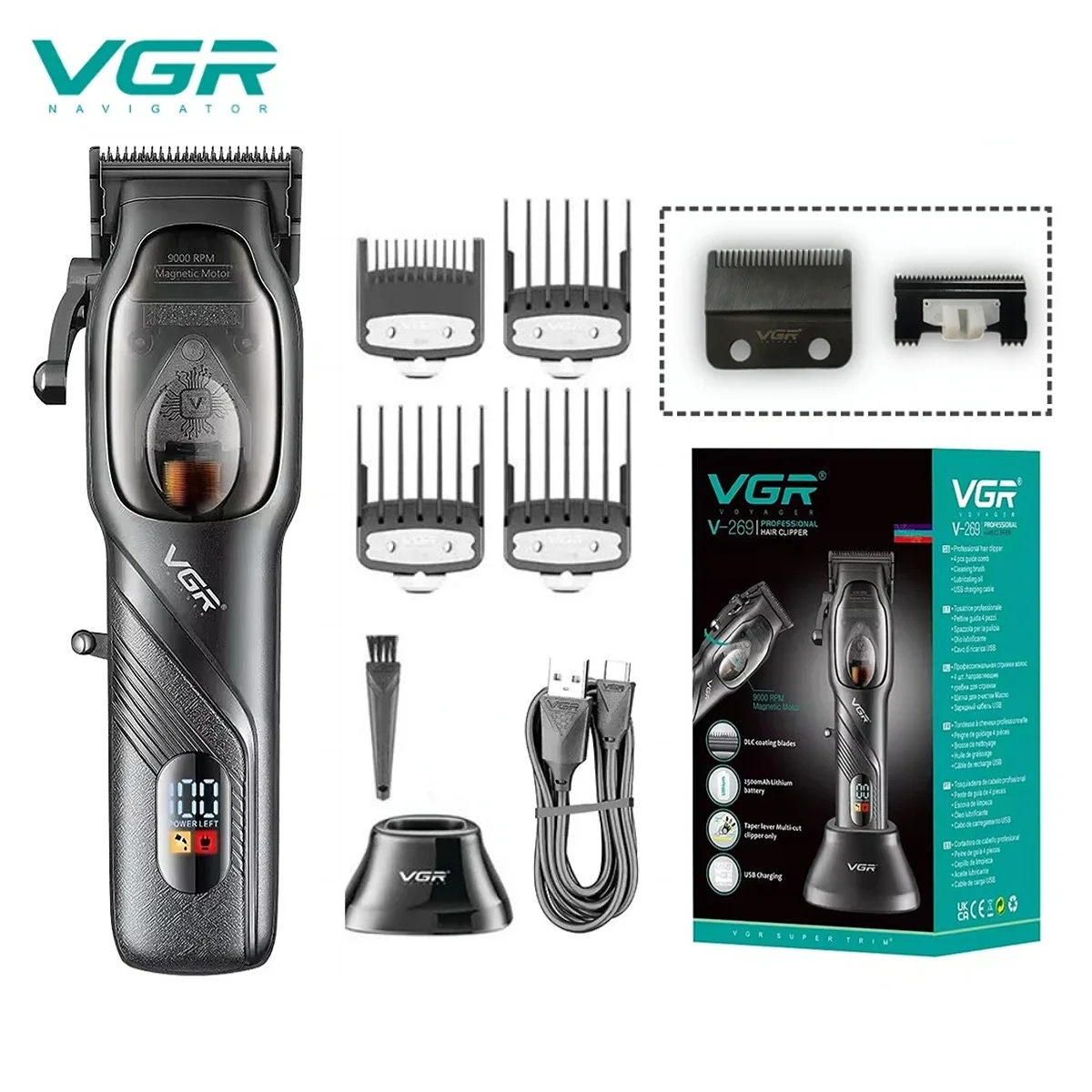 VGR Hair Trimmer Professional Cordless Barber Trimmer Adjustable Portable - £35.07 GBP+