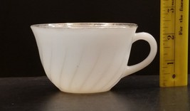 Vintage White Swirl Tea or Coffee Cup Gold Trim Fire King Oven Ware Made... - $14.99
