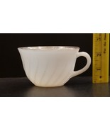 Vintage White Swirl Tea or Coffee Cup Gold Trim Fire King Oven Ware Made... - £11.79 GBP