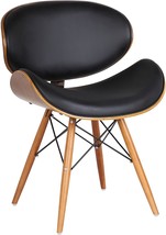 Armen Living Cassie Dining Chair in Black Faux Leather and Walnut Wood Finish - £95.11 GBP