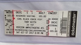 TOBY KEITH / ZZ TOP - ORIGINAL 2017 UNUSED WHOLE FULL CONCERT TICKET - £11.85 GBP