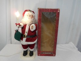 TRIM A Home 24&quot; Lighted and Animated Santa Claus with Green Bag Vintage - £23.71 GBP