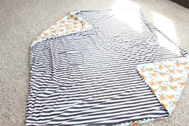 Plunder Blanket (New) Swaddle Blanket - Flowered &amp; Striped - 55&quot;W X 68&quot;LONG - £27.07 GBP
