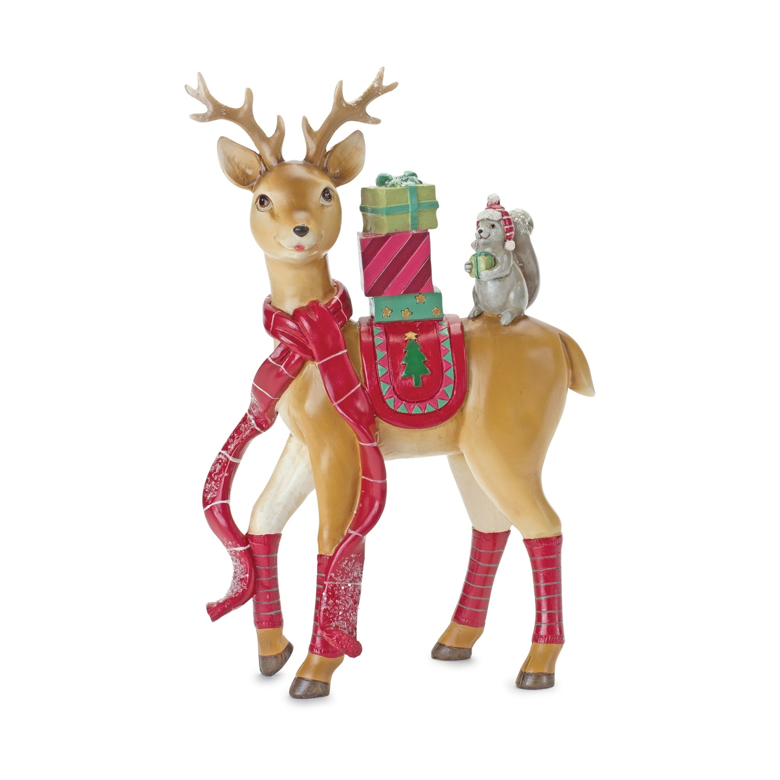 Whimsical Winter Deer and Squirrel Figurine 10&quot;H - $52.56