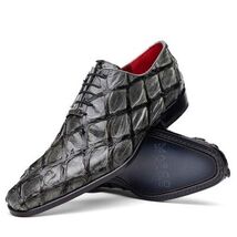 Olivieri Genuine Pirarucu Exotic Lace-Up Oxford Gray image 3