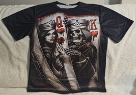 Skeleton Lady King Queen Hearts Card Rose Flower Skull Horror T-SHIRT Shirt - £11.65 GBP+