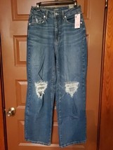 NWT Wild Fable Women&#39;s Super-High Rise Distressed Baggy Jeans Dark wash ... - $14.85