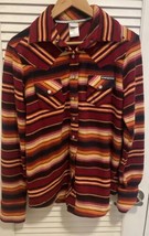 Cinch Womens Blanket Stripe Polar Fleece Shirt Jacket M Red/Multi Shacke... - $49.49