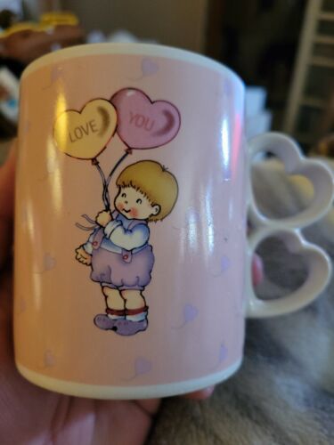 Vntg 1987 Christina Ljungren Rigo Enesco Heart Handle Love/Be Mine Mug/Cup - B5 - $11.97