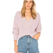 Free People Coco Cropped Chunky Knit Vneck Sweater Womens Small Twist Front Pink - £25.17 GBP