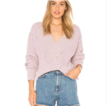 Free People Coco Cropped Chunky Knit Vneck Sweater Womens Small Twist Front Pink - £23.66 GBP