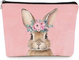 Bunny Pink Small Makeup Bag Easter Gifts Cosmetic Bag Birthday Gifts for Friends - £25.98 GBP