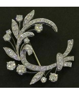 Antique Elegant 3.81CTW Simulated Diamond Brooch Pin 925 Silver Gold Plated - €152,91 EUR