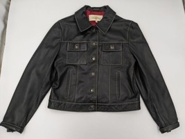 Peter Millar Black Leather Moto Jacket Cropped Coat Women&#39;s Size Medium ... - £54.29 GBP