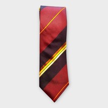 BURBERRY burgundy, eggplant, brown &amp; gold diagonal stripe silk tie - $55.00
