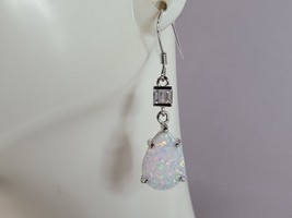 Womens Sterling Silver Modernist Opal Earrings 3.3g E2439 - £31.32 GBP