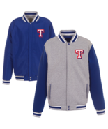 New Mens Rangers 2-tone Reversible Fleece Jacket Baseball - Gray/Royal Blue - $89.90