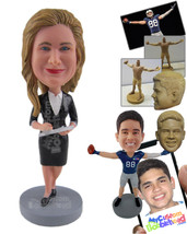 Personalized Bobblehead Corporate Girl In Her Elegant Formal Outfit Making Some  - £66.49 GBP