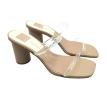 Dolce Vita Noles Sandals Heels Nude Crystal Chunky Round Heels Square Toe 9.5 - £23.19 GBP