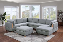 8-Pc Sectional Sofa Set, Light Grey Dorris Fabric - $2,774.99