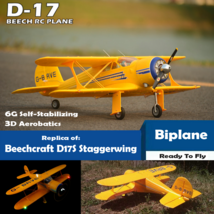 RC Airplane Biplane Beechcraft D17S 6G Gyro Control 3D Aerobatic Stunt P... - $3,290.68 MXN