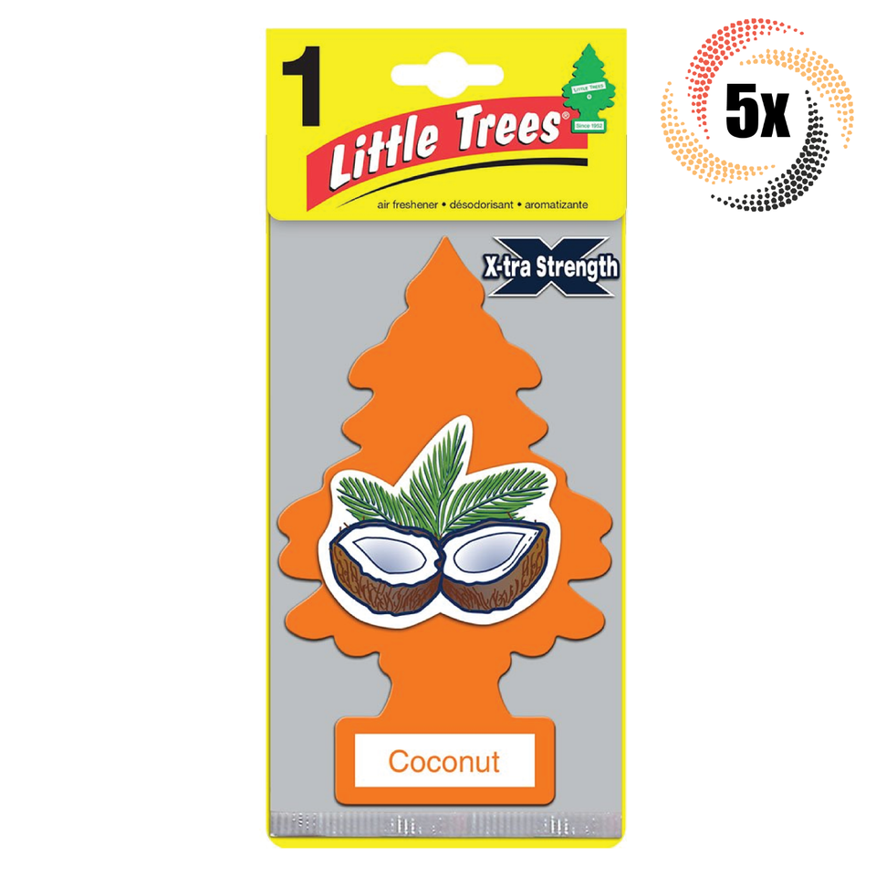 5x Packs Little Trees Single Coconut Scent X-tra Strength Hanging Trees - $11.07