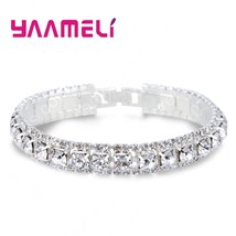 Top Sale 925 Silver Bracelets Full AAA Zircon Austrian Crystal Femme Women Link  - £11.34 GBP