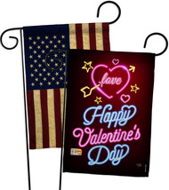 Neon Valentines Love - Impressions Decorative USA Vintage - Applique Garden Flag - £24.36 GBP