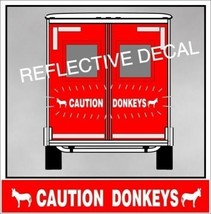 Caution Donkey Reflective Decal Stickers for back of Horse Livestock Trailer WS - £22.75 GBP