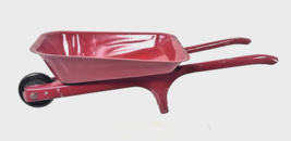 Vintage Made in USA Red Metal Toy Garden Wheelbarrow Chippy Paint 9 Inch... - $28.22