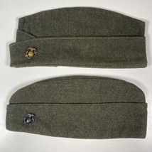 2 Military Navy Army Marine Garrison Wool Hat Cap W/ Globe Anchor Eagle Pin Vtg - £35.90 GBP