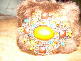  CHIC WINTER  BROWN FAUX  FUR  CUFF BRACELET WRIST WARMER - $24.99